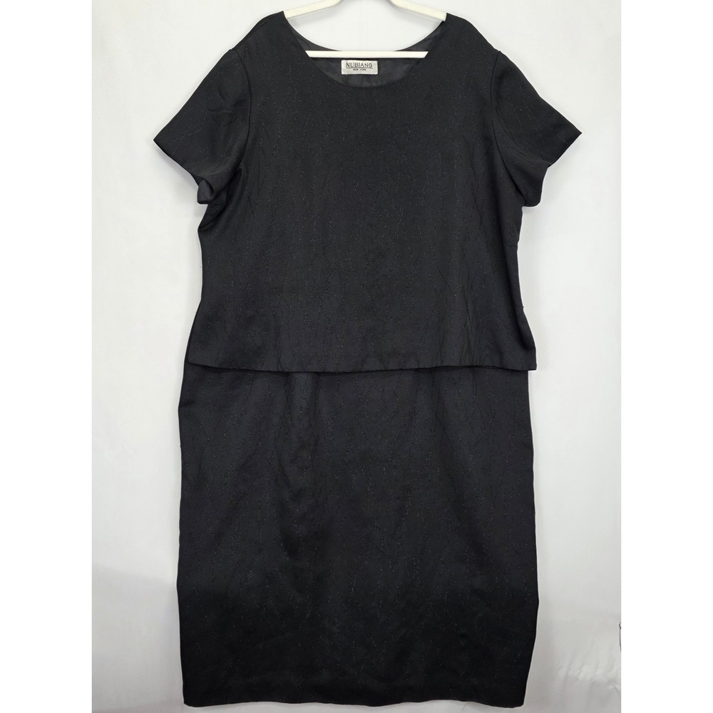 Nubiano‎ New York Women 24W Black Metallic Argyle 2 Piece Top & Skirt Church